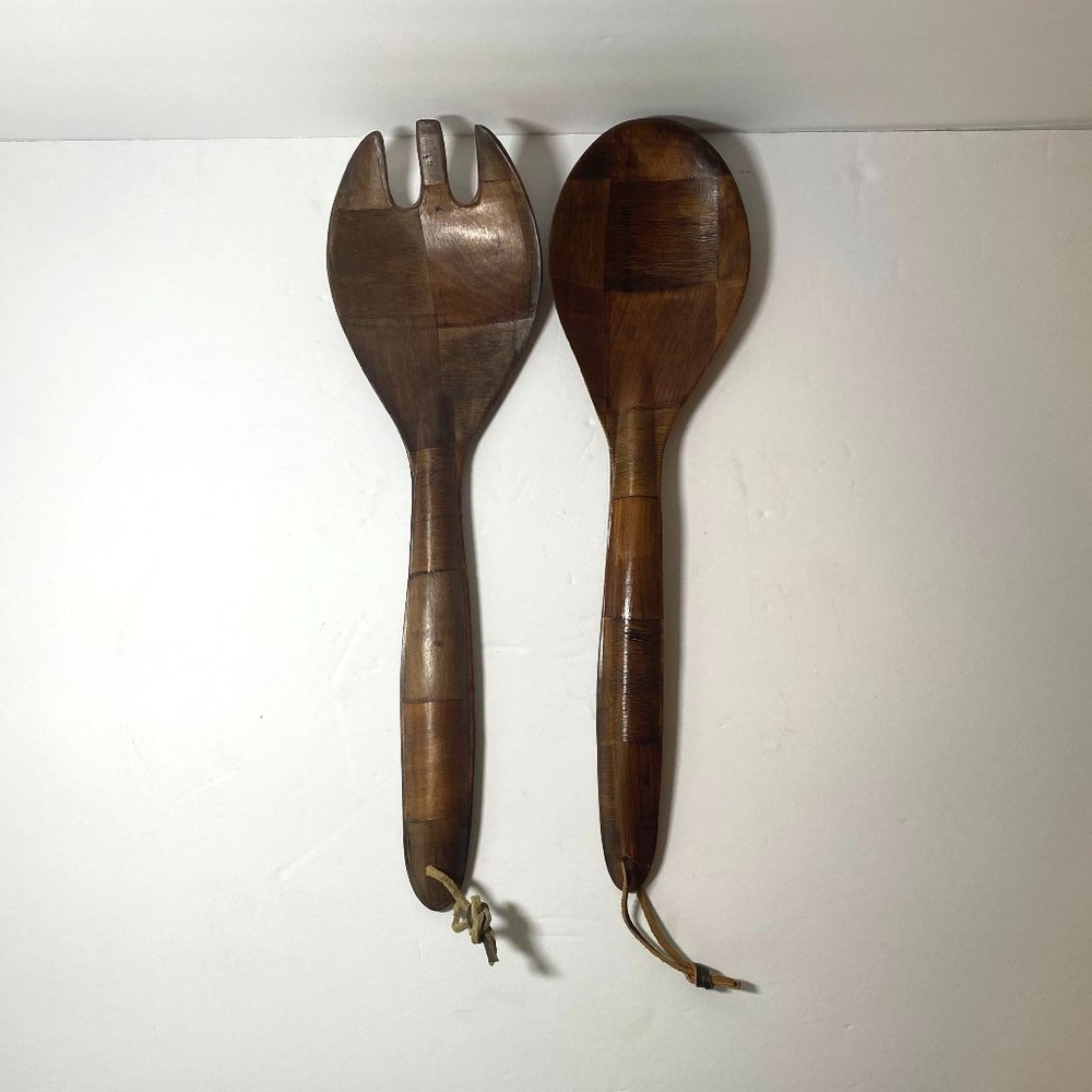 Vintage Wooden Salad Spoon Fork Set